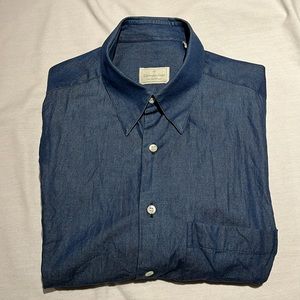 Ermenegildo Zegna Soft Blue Denim Shirt 100% Cotton Men’s XL Made Italy